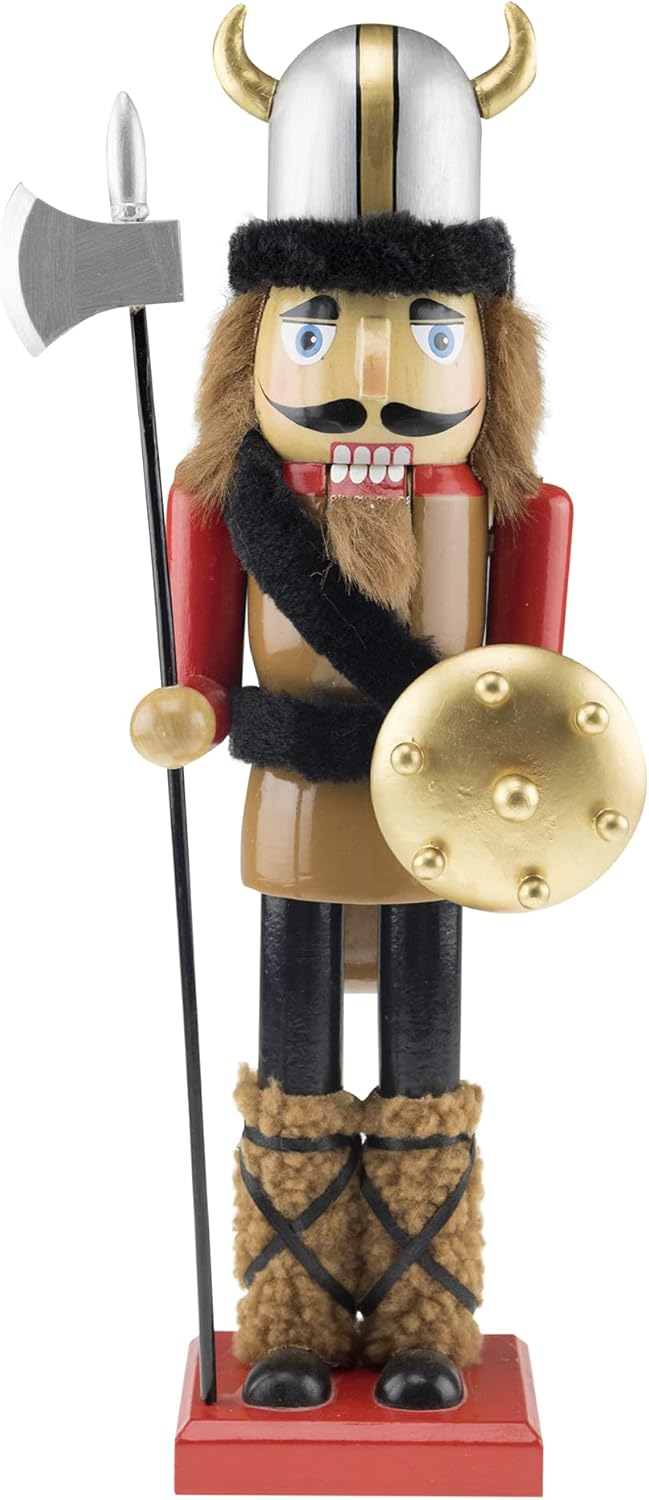 Nutcrackers - Clever Creations Viking 14 Inch Traditional Wooden Nutcracker, Festive Christmas Décor for Shelves and Tables