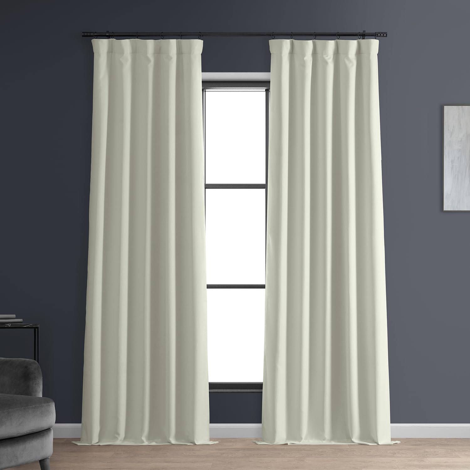 HPD Half Price Drapes Solid Thermal Insulated Blackout Curtains for Bedroom 84 Inches Long Curtain (1 Panel) Signature Blackout Linen Window Curtains for Living Room, 50W x 84L, Excursion Ivory