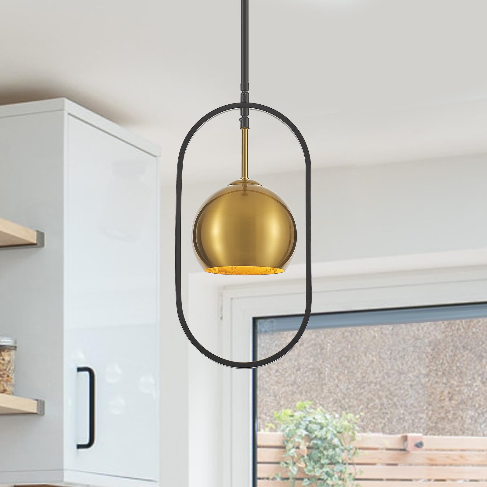 Photo 1 of ******** factory sealed *******VANZARLA 1 - Light Single Small Globe Pendant Light with Brass Finish Metal Shade, Modern Pendant Light Kitchen Island, Small Hanging Light Fixture entryway