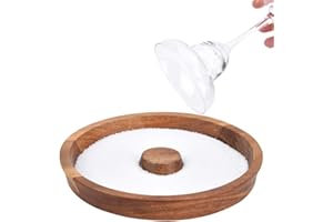 Acacia Wood Margarita Cocktail Salt Rimmer,Glass Bar Salt Sugar Rimming,Rimmer for Wide Glasses up to 5.5" Diameter
