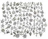 Pack of 100 Mixed DIY Antique Pendants Charms for Crafting,Bracelet Necklace Jewelry Findings Jewelry Making Accessory