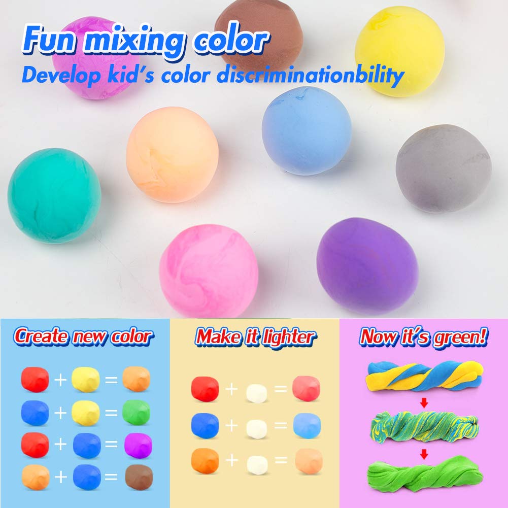 36 Colors Modeling Magic Clay Ultra-Light Safety Plasticine DIY Air Dry Clay Set with Tools for Kids Present(0.65oz-0.7oz Per Color)