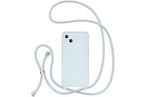 UEEBAI Crossbody Lanyard Phone case for iPhone 15 Plus 6.7 inch, Silicone Phone Cover with Adjustable Necklace Strap Soft Belt Neck Cord Lanyard Shockproof Protective Case - Baby Blue