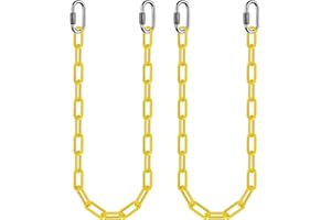 BENELABEL 2Pcs 40" Heavy Duty Hanging Chains with Carabiners 1000 LBs Capacity Swing Chain Extension with Hooks Hammock Chains Yellow Coated Chain for Hanging Chair, Punching Bags, Swing Chair, Egg Chairs