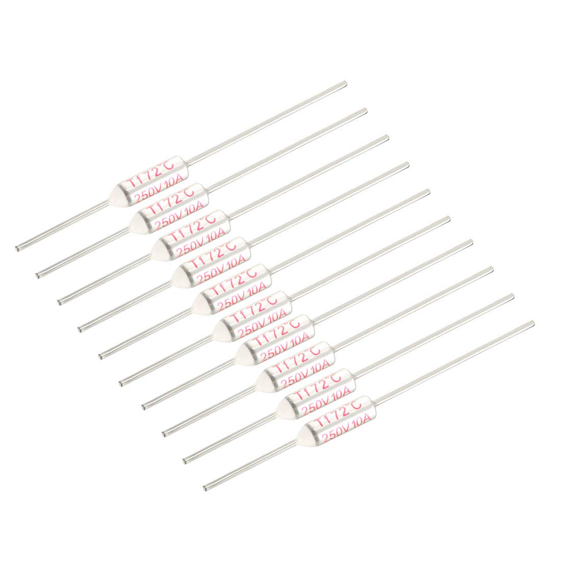 Sourcingmap 250V 10A 72℃ Celsius Circuit Cut Off Temperature Thermal Fuse 10 Pcs