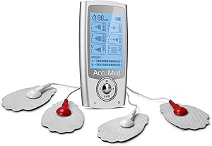 AccuMed Rechargeable Tens Unit Muscle Stimulator EMS Electronic Pulse Massager Stim Machine for Physical Therapy Back and Neck Pain Relief Portable Electric Tinge Electro-Therapy 16 Modes (AP212)