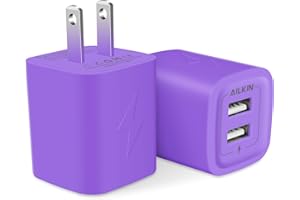 AILKIN USB Plug, Wall Charger Fast Charging Block, Power AC Adapter Dual Port Charge Cube Travel Brick Cell Phone Quick Chargers Box for iPhone, iPad, Samsung Phones USB Charging Base