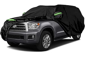 SPORTULI Waterproof Car Covers Replace for 2001-2025 Toyota Sequoia, 6 Layers All Weather Car Cover with Zipper Door & Windproof Bandsfor Snow Rain Dust Hail Protection