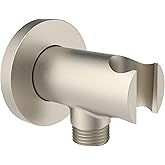 Aquaiaw Wall Supply Elbow with O-Ring Flange, Tapered 1/2 NPT Female Inlet, Solid Brass Wall Union W/Handshower Holder, Round