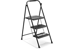 ALPURLAD Step Ladder Extra Large & Wide 3 Step Stools Personalized Folding Step Stool which 600lbs Anti-Slip Step Stools for Adults Multi-Use for Household, Kitchen Foldable Step Stool
