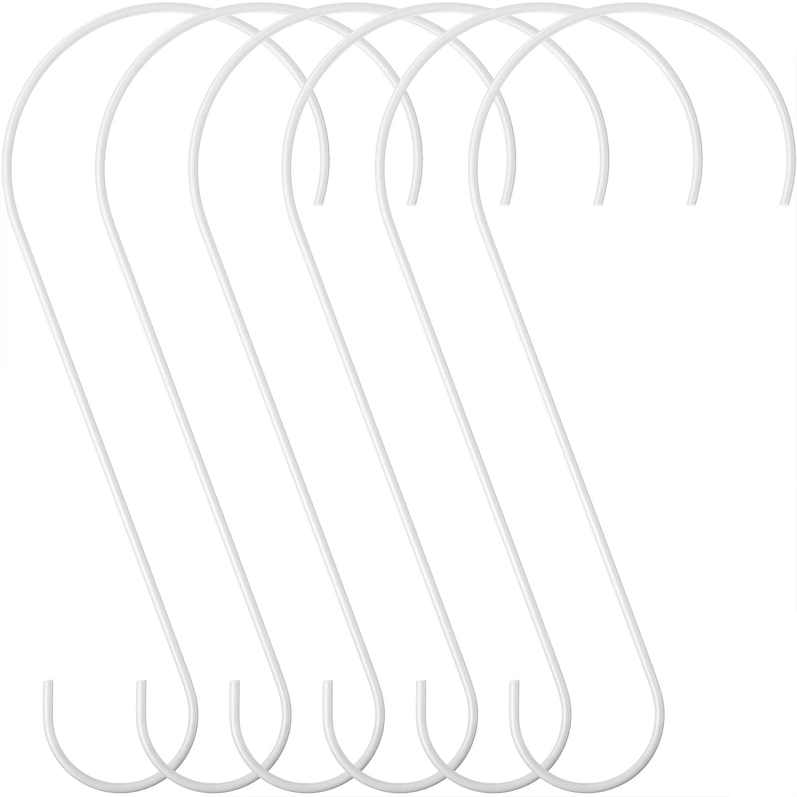 6 Pieces Bird Feeder Hook Rustproof Stainless Steel Hooks Garden Hook Tree Branch Hook for Hanging Bird Feeders, Bird House, Plants, Baskets, Lanterns and Bicycles (White,12 Inch)