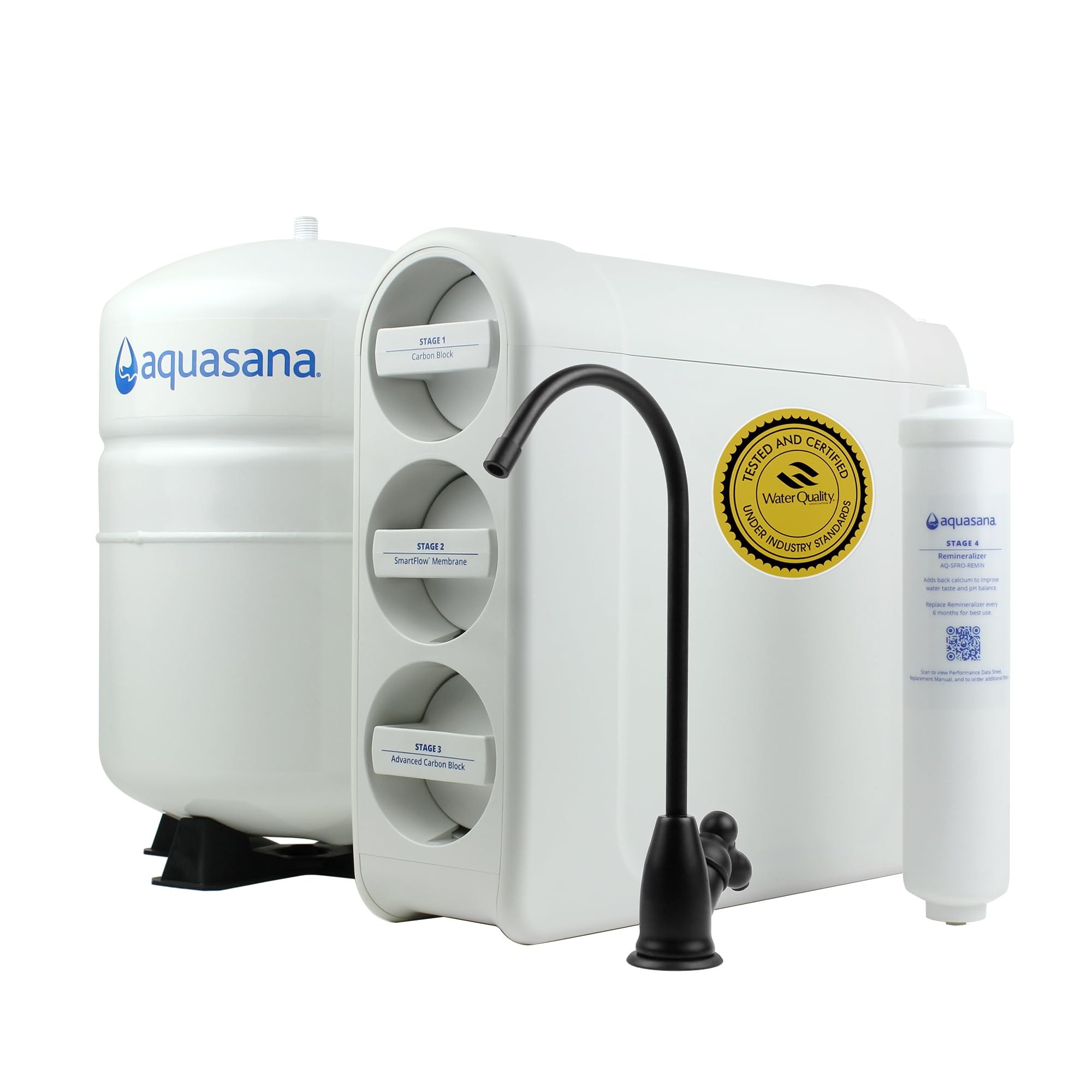 Photo 1 of **MISSING PARTS**
Aquasana SmartFlow® Reverse Osmosis Water Filter | RO Under Sink System | WQA Certified up to 99.99% of 90 contaminants Including Fluoride, PFAS, Arsenic, Lead, and Chlorine | Matte Black Faucet