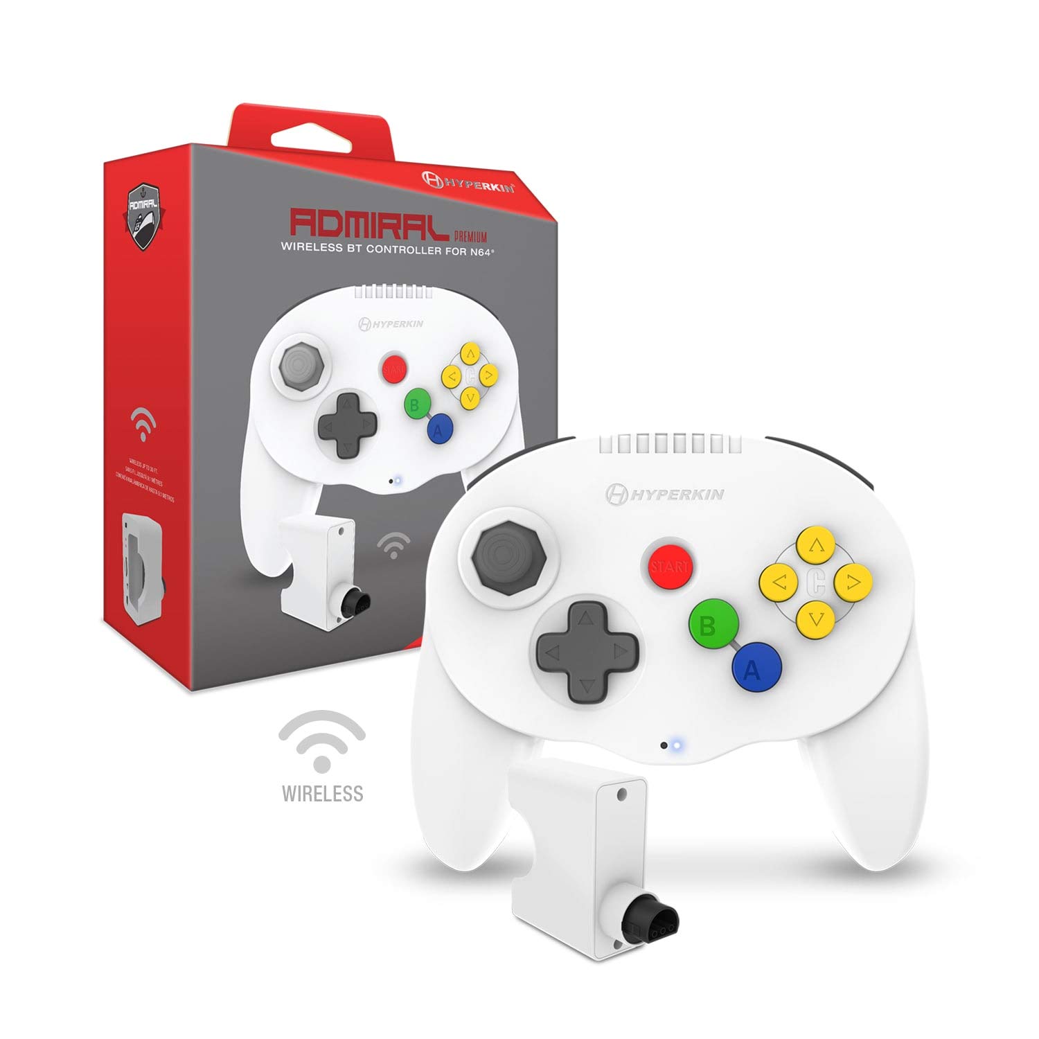 Controlador Hyperkin Admiral Premium BT para N64 (Blanco) - Nintendo 64