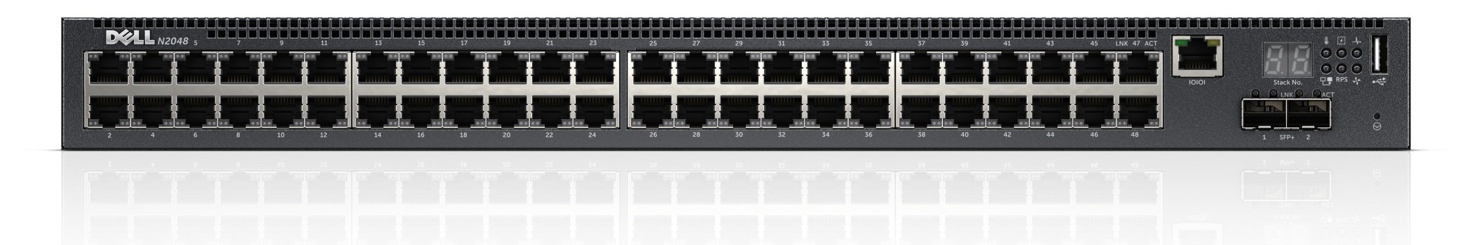 Dell Networking N2048 - Switch - L2+ - Managed - 48 x 10/100/1000 + 2 x 10 Gigabit SFP+ - front to back airflow - rack-mountable