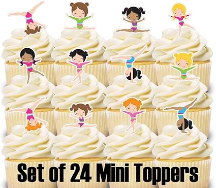 Amazon Com 24 Mini Cupcake Toppers Gymnastics Birthday Party Cake