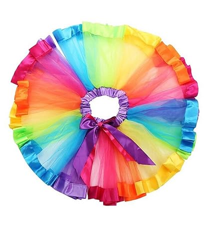 HaimoBurg Mädchen Kinder Regenbogen Tüllrock Tütü Tutu Ballettrock Tanzkleid Ballettkleid Ballettröckchen Rock Clubwear (5-8 