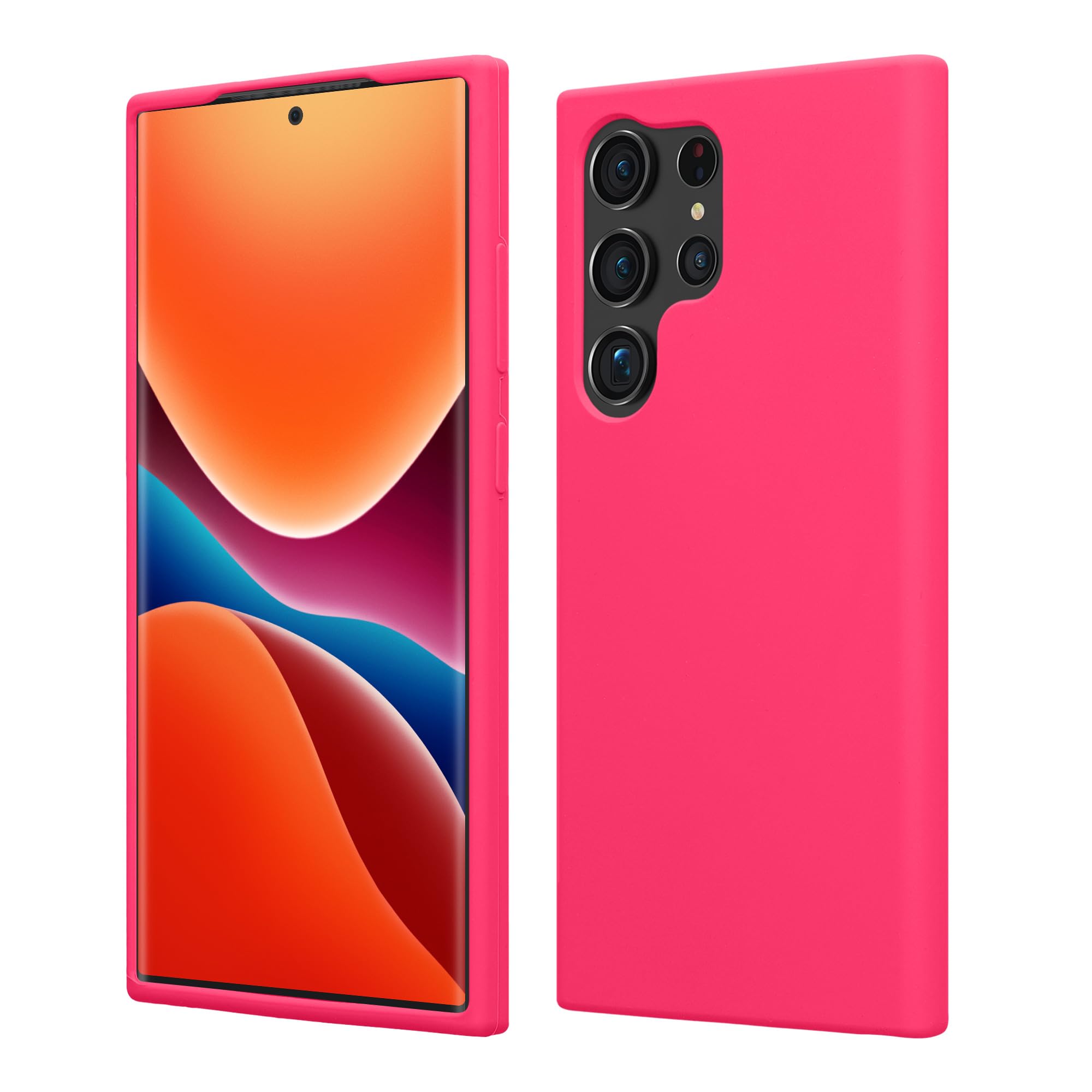 kwmobile Case Compatible with Galaxy S23 Ultra Case - TPU Silicone Cover - Works with Wireless Charging - Neon Pink — image 1