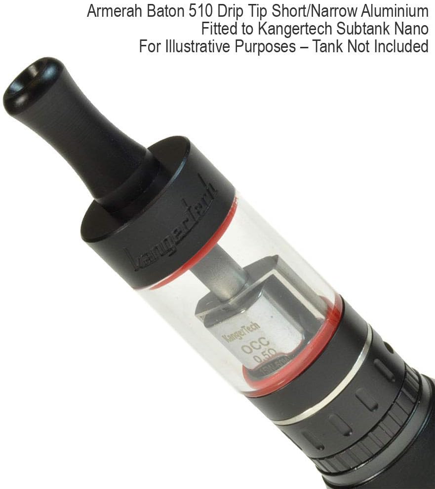 Armerah Baton 510 Drip Tip e-cig Mouthpiece Short/Aluminium/Solid Single in Black - Image 5