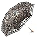 MiiHome Ladies Umbrella Lace Parasol Folding Umbrella Sun Shade Anti-uv (Black)