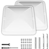 Jack Boss 2 Pack Set RV Vent Covers for Roof, 14 Inch Replacement Camper Vent Lid for Trailer and Motorhome, 14" x 14" x 3.25" White