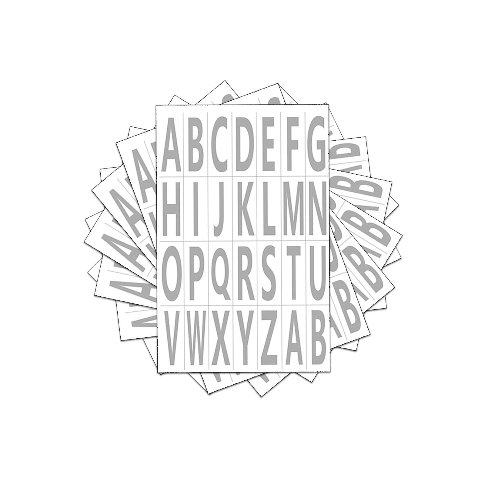 Leliafleury A-Z Alphabet Stickers, 8 Sheets Silver Letter Stickers, Waterproof Letter Labels, 7.6 * 3cm