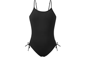 URMAGIC Girls One Piece Swimsuits Ribbed Bathing Suit Spaghetti Strap Swimming Girls' Swimwear Adjustable Swim Suit