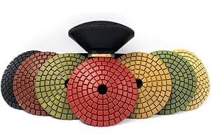 Z-LION 3" Diamond Convex Polishing Pad with 5/8"-11 Thread Backer Pad Convex Disc for Marble Granite