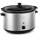 Continental Electric 6 Qt. Oval Slow Cooker, Removable Ceramic Pot, Keep Warm Function, Glass Lid, CE33368