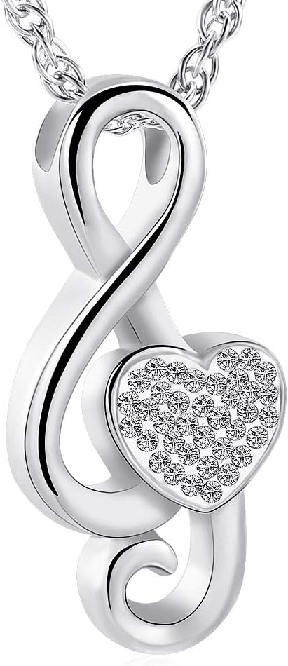 shajwo Cremation Jewelry Urn Necklace for Ashes Music Note Keepsake Pendant Memorial Necklace for Women Human