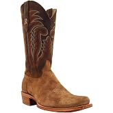 R. Watson Men&rsquo;s Arizona Tan Cowhide Roughout 13&Prime; Western Boot &ndash; Premium Leather, 10-Row Stitch, Narrow Square Toe, RW8200-1