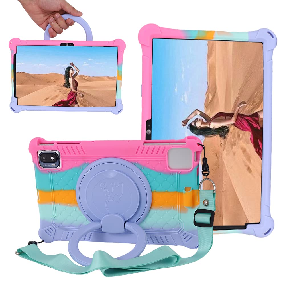YHFZR Case for TCL 10 Tab MAX 4G(10.36"), Soft Silicone Shockproof Kids Friendly Case with Rotating Stand for TCL 10 Tab MAX 4G(10.36"), Rose