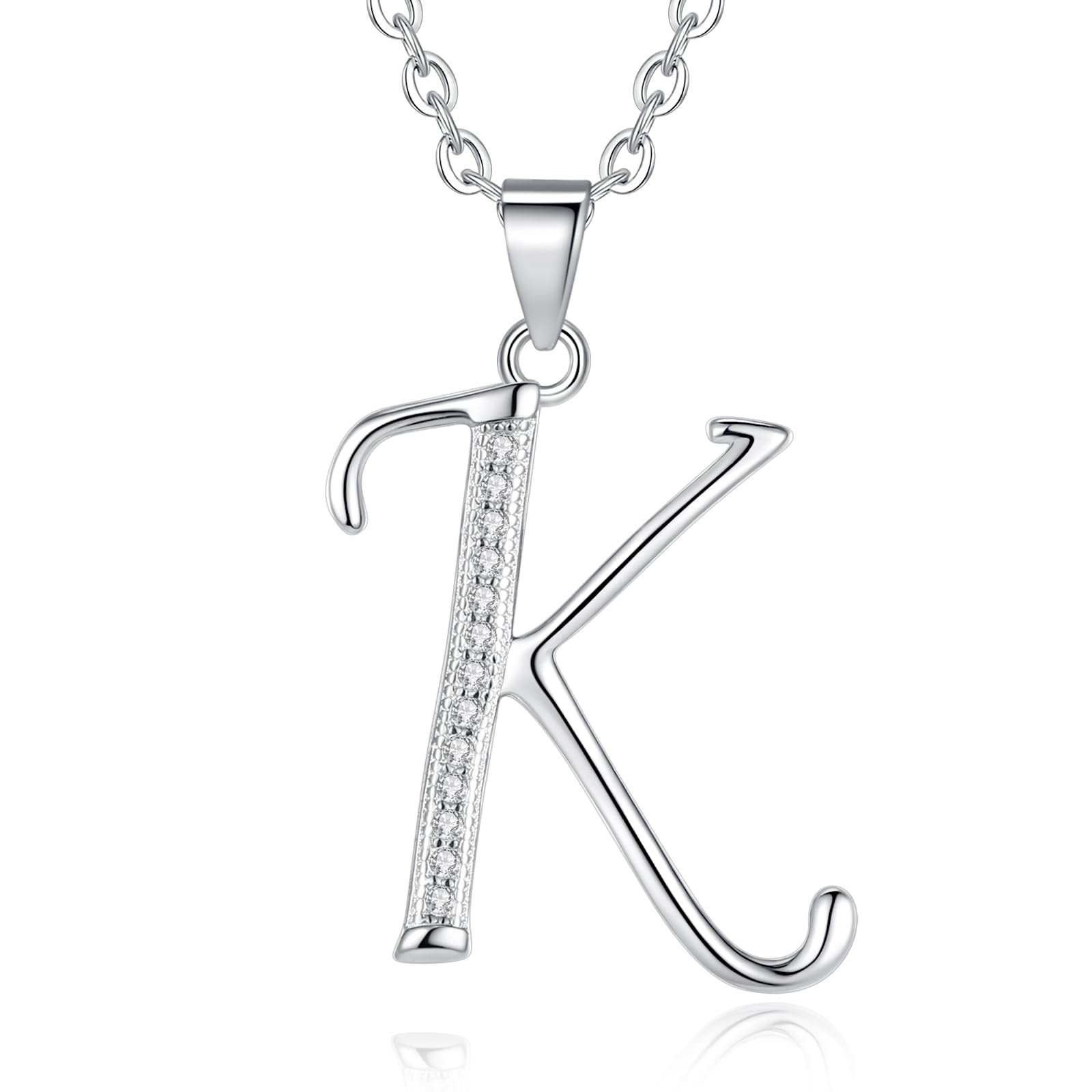 VIKI LYNN Initial Pendant K 925 Sterling Silver Letter Necklace with Cubic Zirconia Personalised Gifts for Women Ladies — image 1
