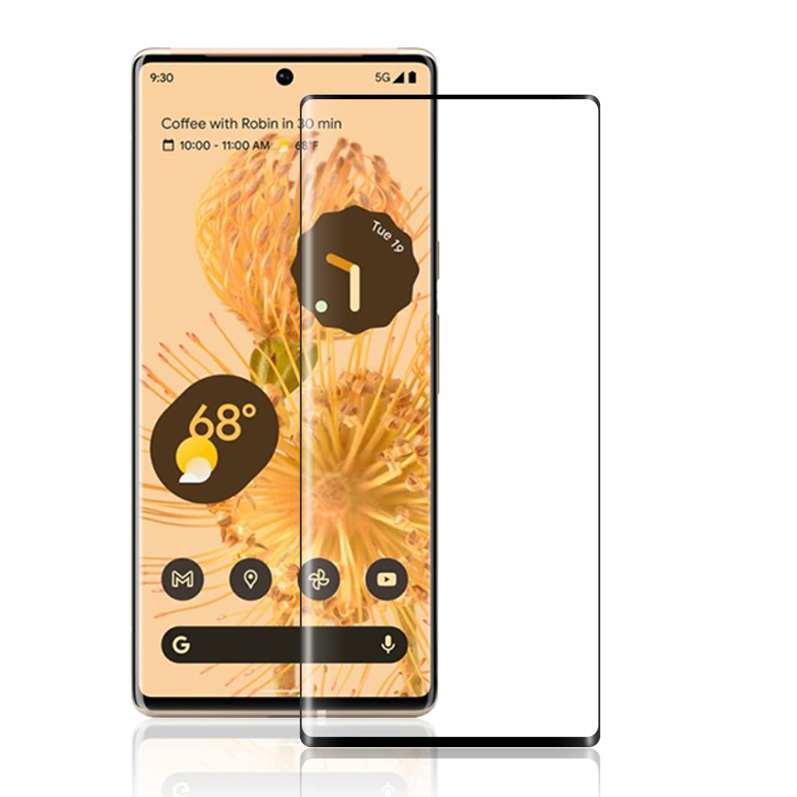 ROVLAK Screen Protector compatible with Google Pixel 6 Pro 3D Tempered Glass Screen Protector Full Coverage Scratch-Proof Anti-Fingerprint Protective Film Protection,Black