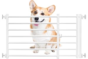 Yoochee Metal Short Dog Gate to Step Over, 25.3’’-42.5’’ W Expandable & Small-Door Design & Pressure-Mounted, Adjustable Indoor Small Dog Pet Puppy Doggy Gate, Perfect for Stairs Doorways