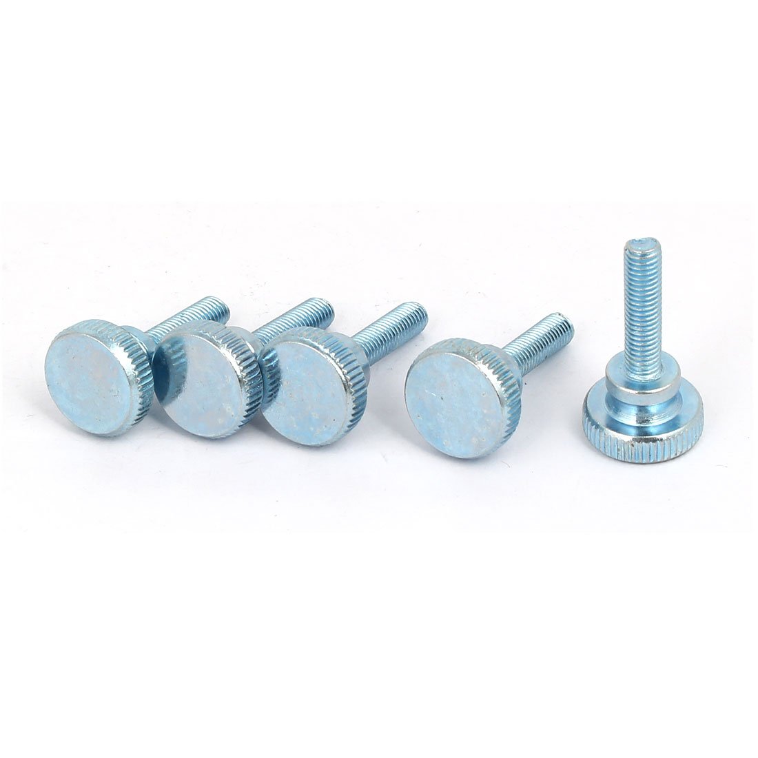 sourcingmap M5x20mm Flat Knurled Head Fully Threaded Thumb Screws Bolts Fastener 5pcs โ image 1