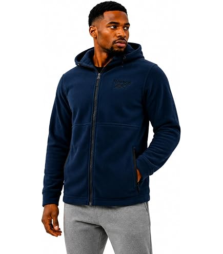 Reebok Mens Jacket - Water Resistant Zip Up Sherpa Fleece Lined