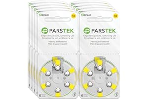ParsTek Hearing Aid Batteries | Size 10 | Zinc-Air & Mercury Free | Long Lasting | 1.45V | 60 Batteries