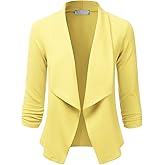 EIMIN Women's 3/4 Sleeve Blazer Open Front Office Work Cardigan Jacket (S-3XL)