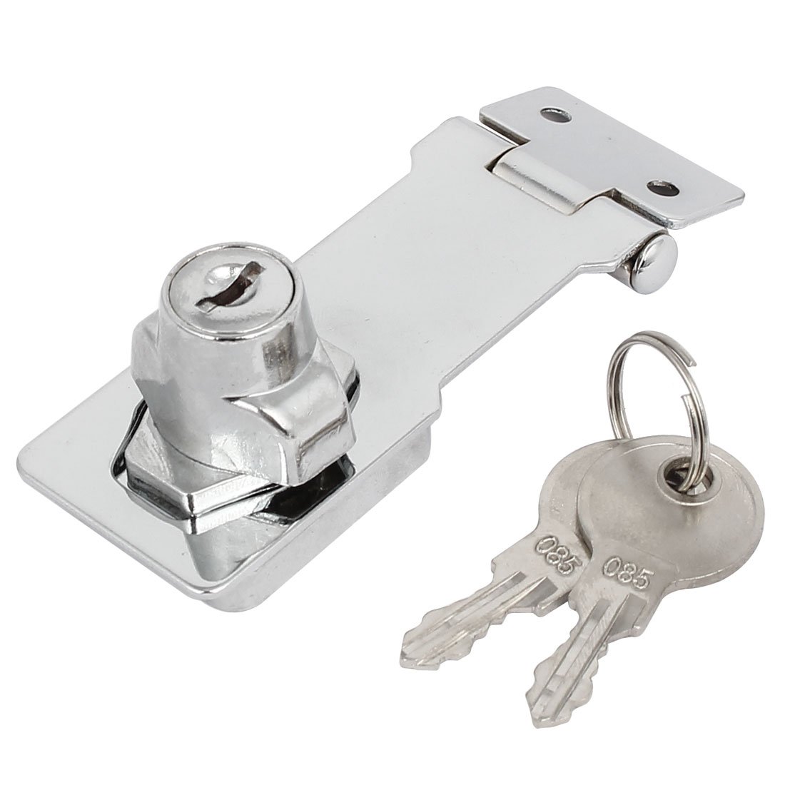 sourcingmap 95mmx32mmx30mm Metal Screw Fixing Safety Guard Keyed Hasp Latch Lock Silver Tone