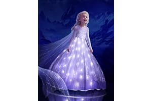 UPORPOR Princess Costume for Girls, RGB LED Light Up Syncs Music App Control, Toddler Princess Dress Up Halloween Costume