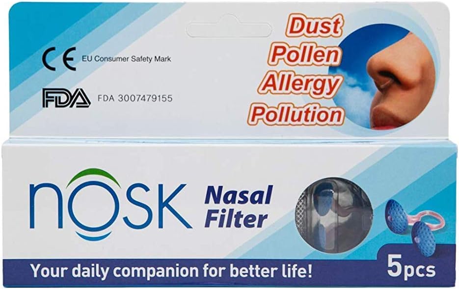 NOSK Nasal Filter - Allergen Advanced Breathable Nose Filter | Reducing Airborne Viruses, Allergens, Relieve Hay Fever, Pollen and Dust – Pack of 5 (Small)