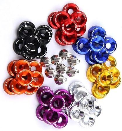 Amazon ユニバーサル10ピースm6カースタイリング変更jdmステッカーステッカーパスワードフェンダーワッシャーナンバープレートボルト自動アクセサリー 車部品3578 Color Name Blue シートクッション 車 バイク