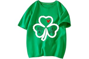 AQYLXLHH Toddler St Patricks Day Shirt Boys Girls Green Lucky Shamrock Clover Tees Kids Short Sleeve Saint Patrick's Tops 2-7 Years
