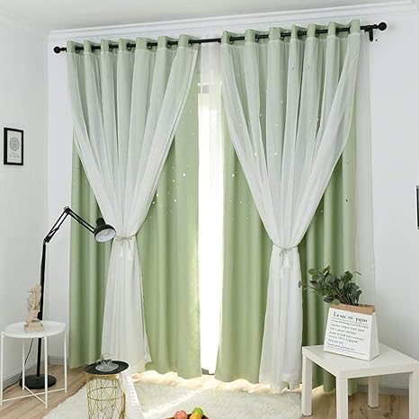 Curtain Curtains Hollow Curtain Princess Wind Floor Window Bedroom