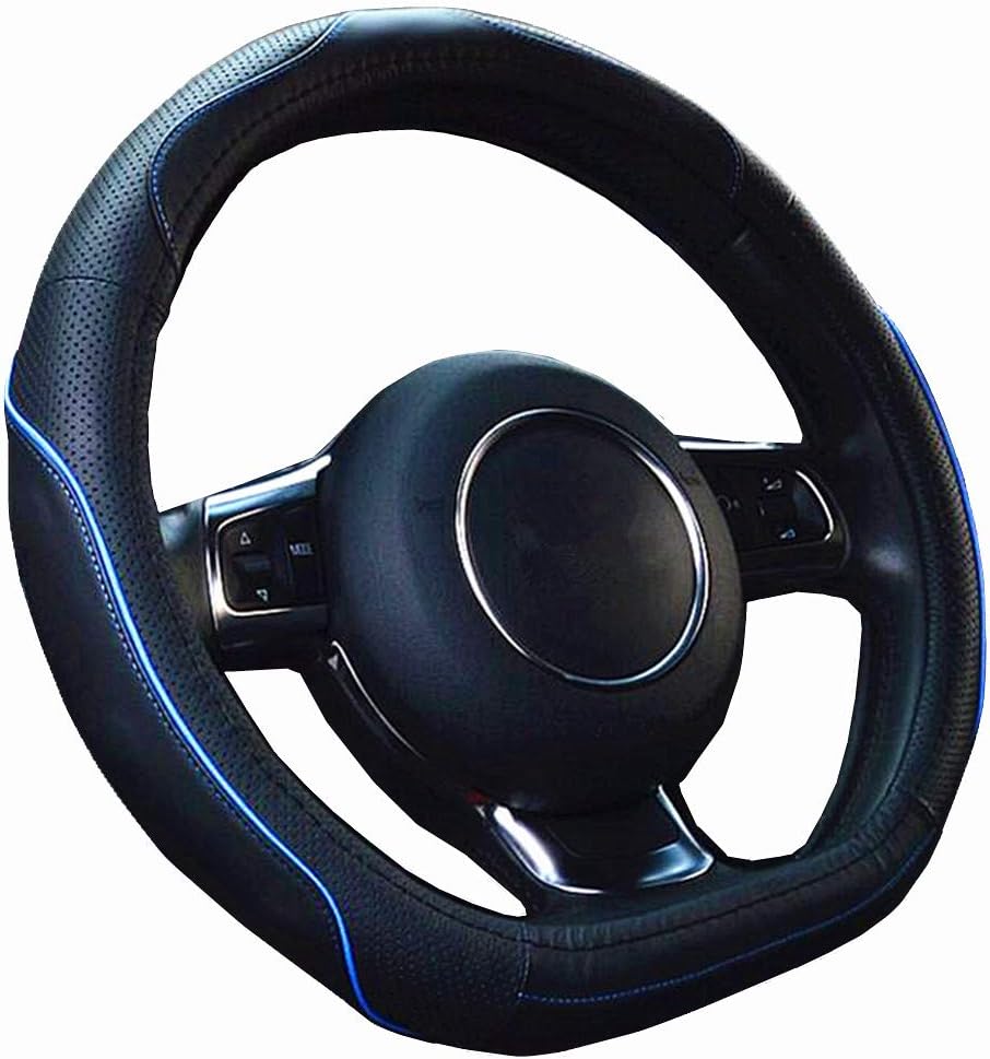 Amazon Zatooto ハンドルカバー Sサイズ 軽自動車 ｄ型 高級 本革 かっこいい 汚れ 滑りにくい 太め 手触りよし ３ｄグリップ セレナ スイフトなど用 ステアリングカバー ブルーライン Ly106 Bl ハンドルカバー 車 バイク