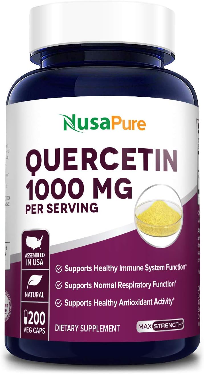 Quercetin 1000 mg 200 Vegetarian Caps (Non-GMO & Gluten Free) Dihydrate to Support Cardiovascular Health, Improve Anti-Inflammatory & Immune Response: Health & Personal Care