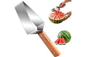 Triangle Watermelon Cutter, Stainless Steel Watermelon Slicer with Wooden Handle, Multi-Functional Fruit Cutter for Watermelo