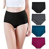 wirarpa Women's Modal Underwear Soft High Waist Briefs Ladies Panties 4 Pack