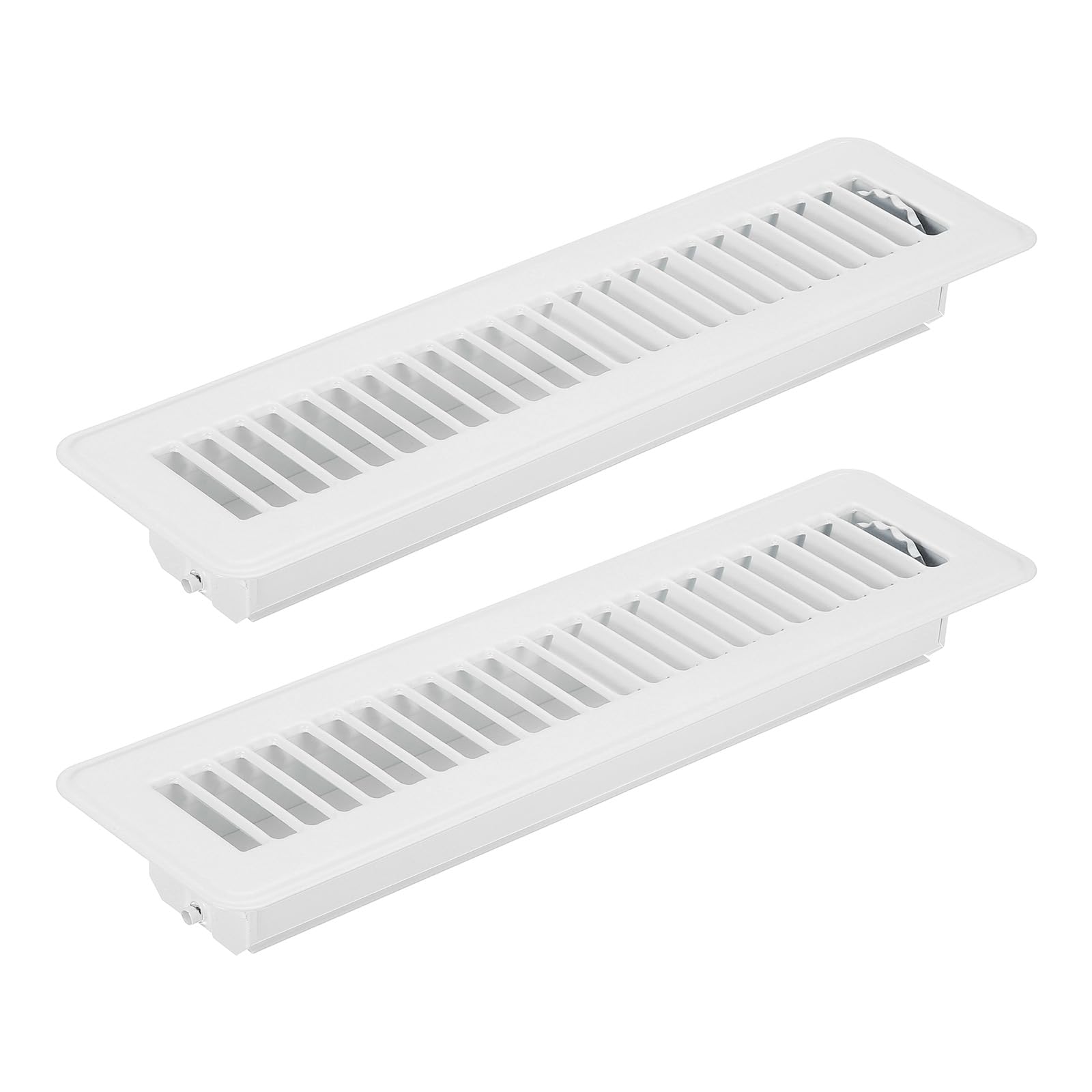 PATIKIL 12 x 2 Inch Floor Register, 2pcs Heavy Duty Air Vent Cover Steel Adjustable Decor Vents Easy Adjust Floor Grates for Sidewall Home Office, White
