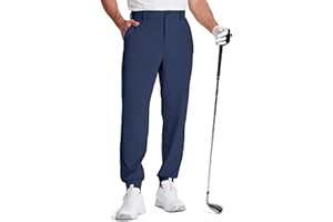 LUSHENUNI Men's Golf Joggers Pants with Zipper Pockets Stretch Slim Fit Tapered Dress Work Casual Sweatpants for Men